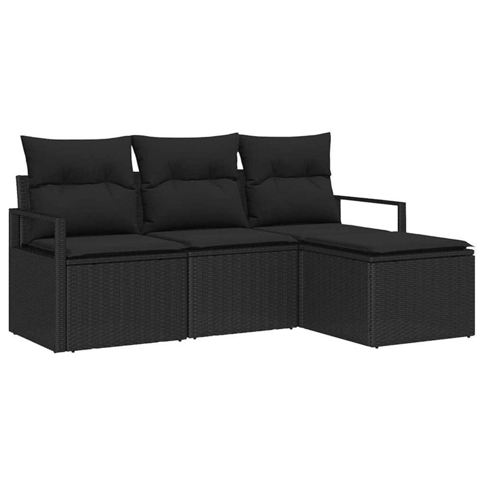 Ensemble de canapé de jardin avec coussin 4 pcs noir