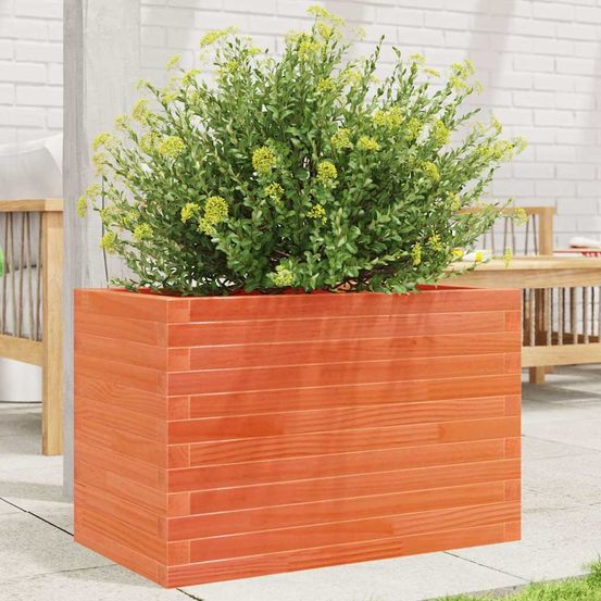 Jardinière en bois de pin traité cire marron pour jardin 70x40cm