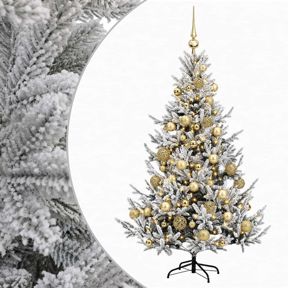 Sapin de noël artificiel avec boules 120 cm 150 led blanc chaud