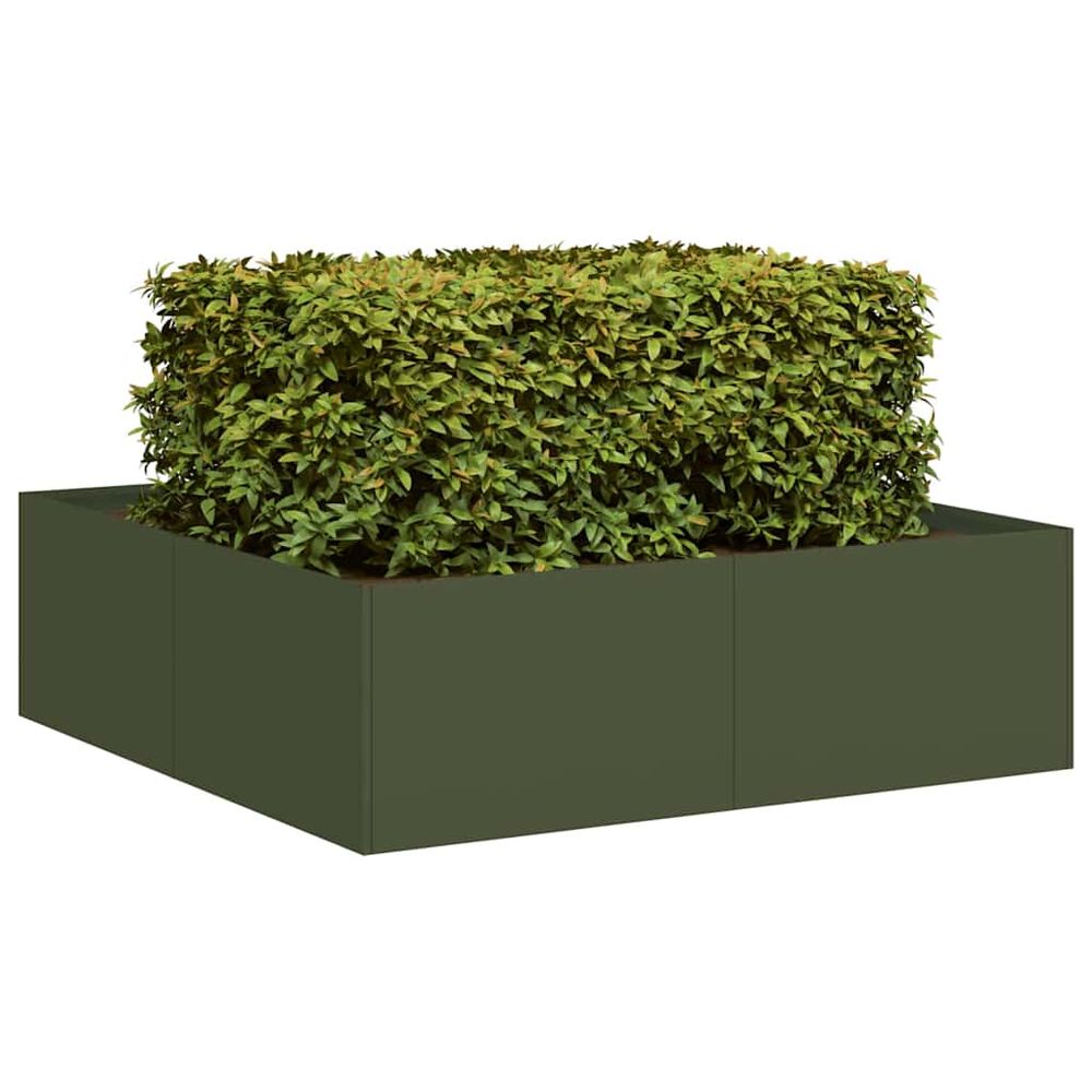 Très grand potager carré acier vert olive pour grand jardin 100cm