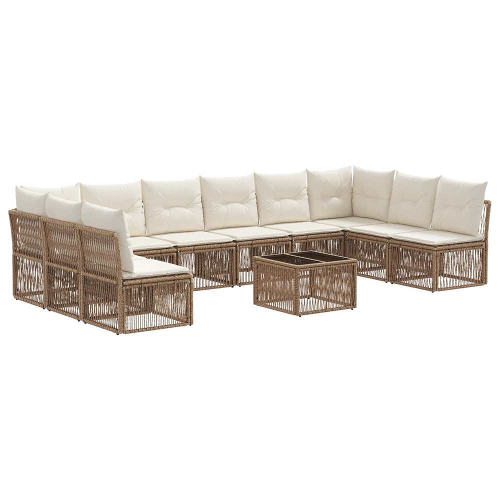 Ensemble de canapé de jardin 11 pcs beige polyrotin