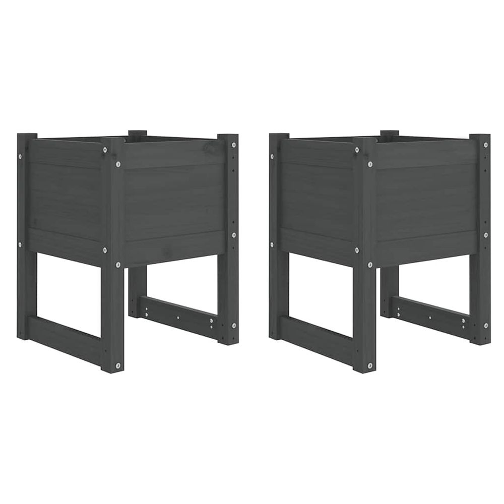 Jardinières 2 pcs gris 40x40x52,5 cm bois massif de pin