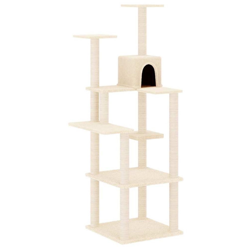 Arbre à chat avec griffoirs en sisal crème 153 cm