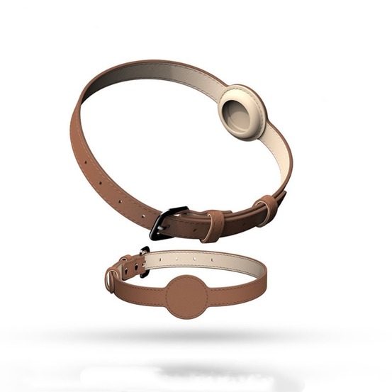 Collier traqueur gps pour chats et chiens - en cuir synthétique marron s