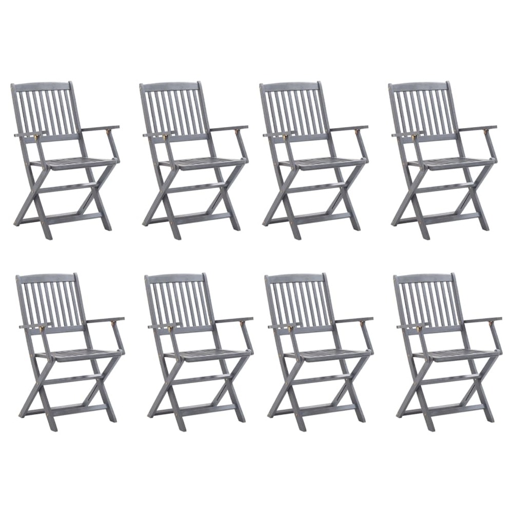 Chaises pliables d'extérieur lot de 8 et coussins bois d'acacia