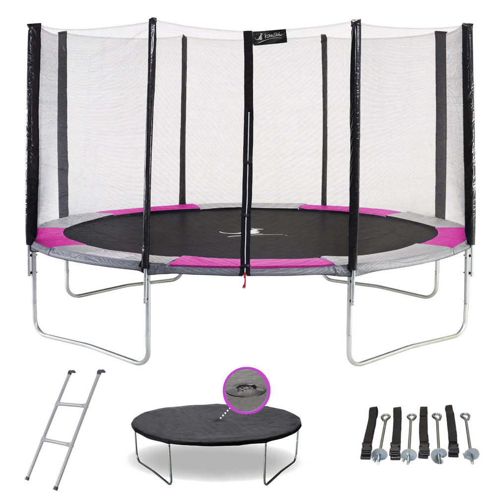 Trampoline rond ø430cm avec filet, échelle, bâche et kit ancrage - ralli 430