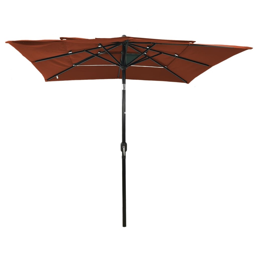 Parasol de jardin à 3 niveaux avec mât en aluminium terre cuite