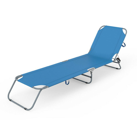 Transat pliable acier bleu plage et piscine 187x55x24 cm 10022
