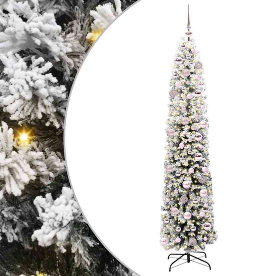 Sapin de noël touffu 180 cm vert, artificiel avec 300 led et décorations complètes