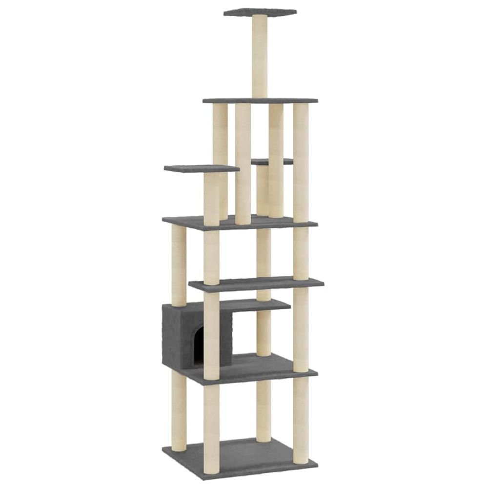Arbre à chat avec griffoirs en sisal gris foncé 183 cm