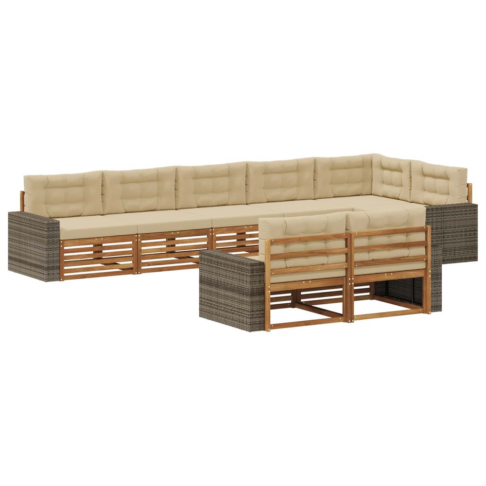 Ensemble de canapés d'extérieur 8 pc naturel et beige