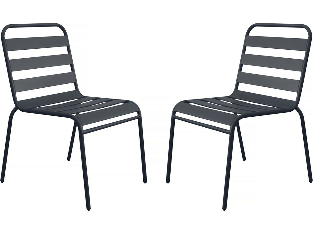 Lot de 2 chaises de jardin en métal empilables 