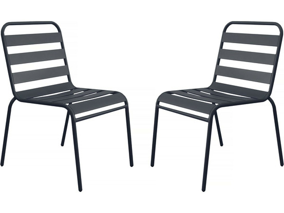 Lot de 2 chaises de jardin en métal empilables