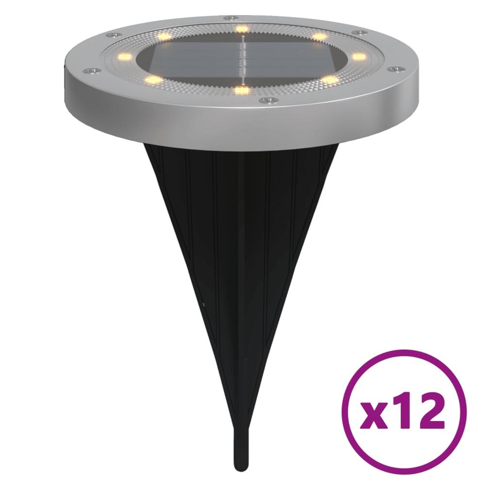 Lampes solaires de sol et piquets de sol extérieur 12 pcs