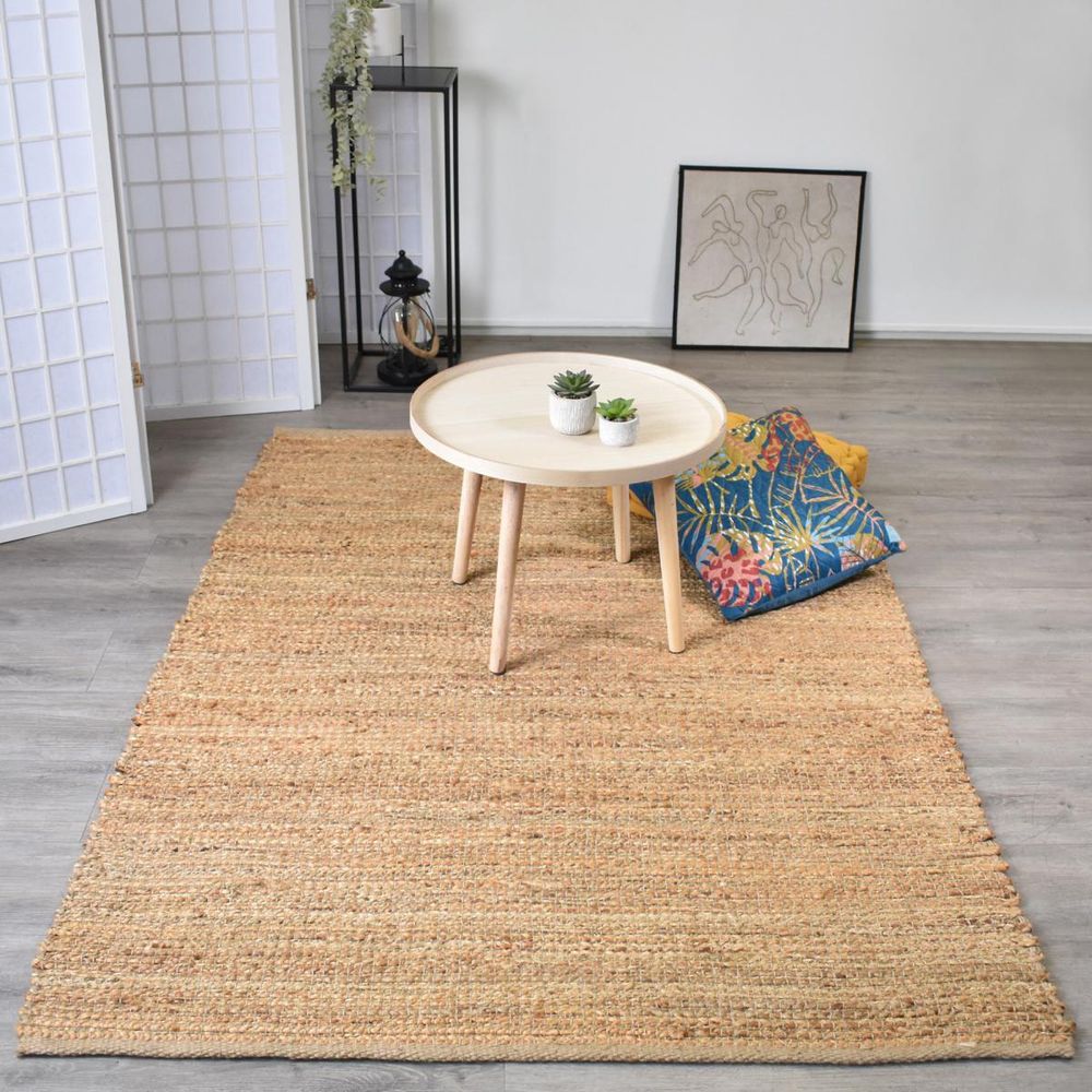 Tapis en jute 60x110 fait à la main beige nature 1