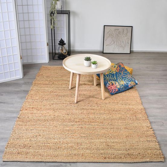 Tapis en jute 60x110 fait à la main beige nature 1