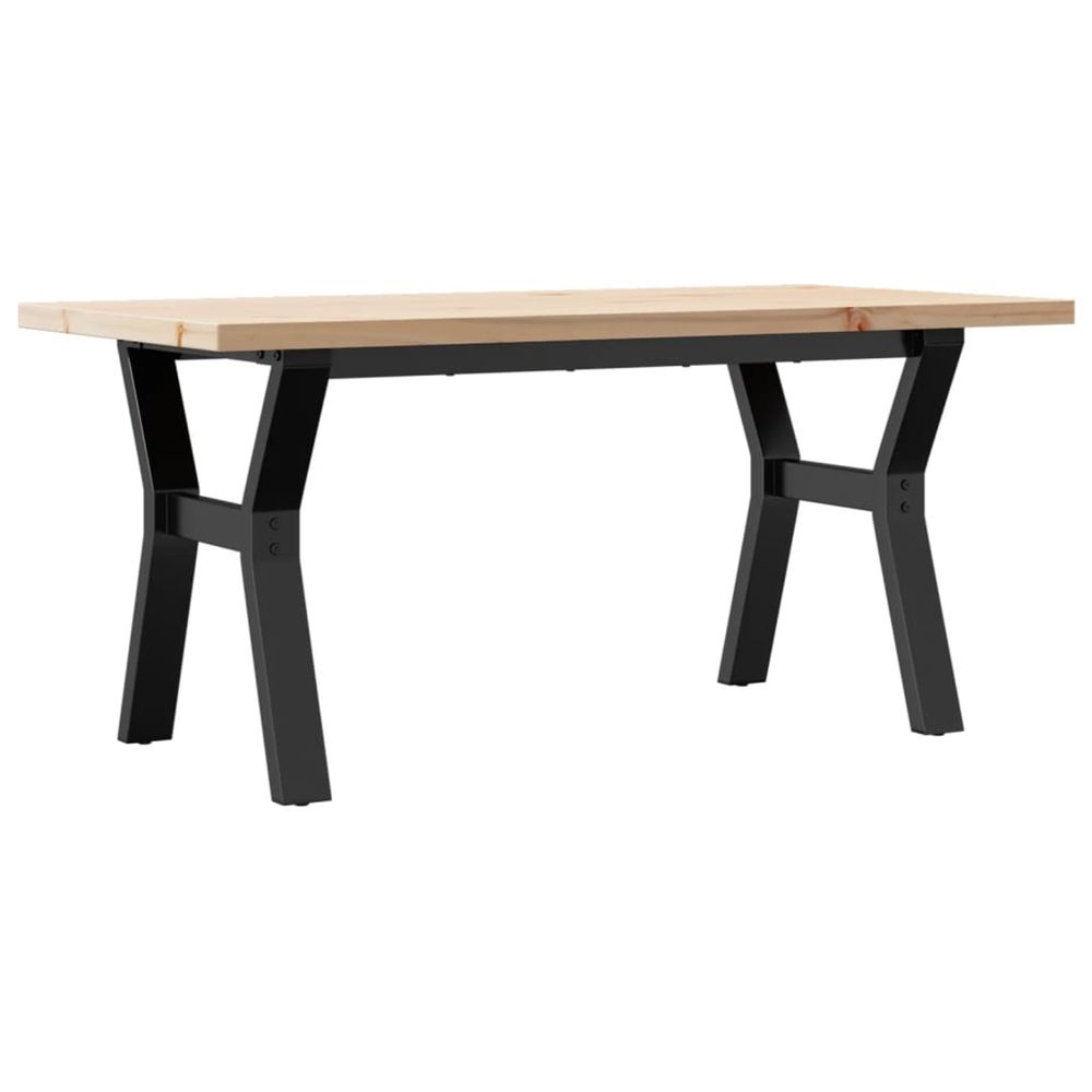 Table basse cadre en y 100x50x45,5 cm bois de pin massif acier