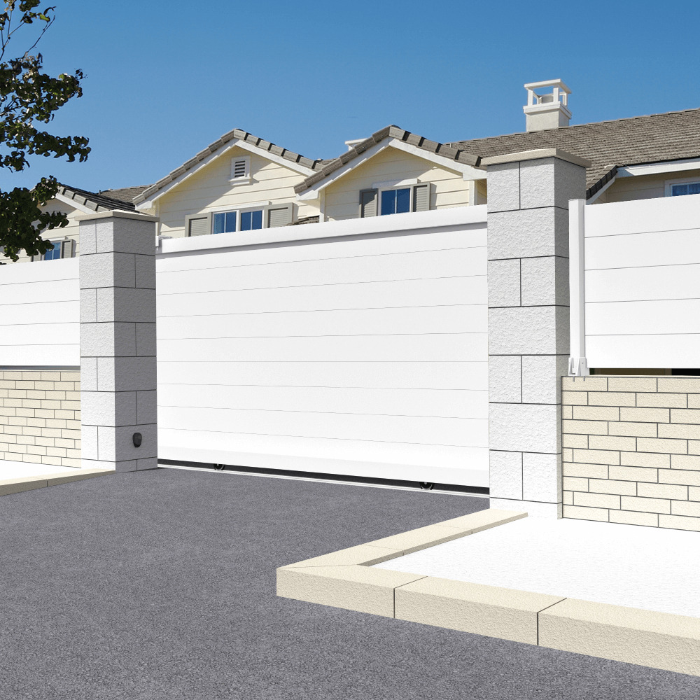 Portail coulissant motorisé plein l 4000 x h 1692 mm (blanc satiné ral9010)