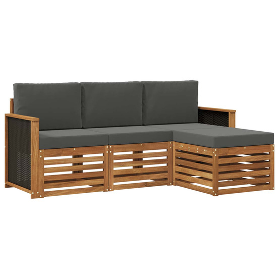 Ensemble de canapés d'extérieur 4 pcs naturel et anthracite