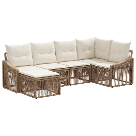 Ensemble de canapé de jardin 6 pcs beige polyrotin