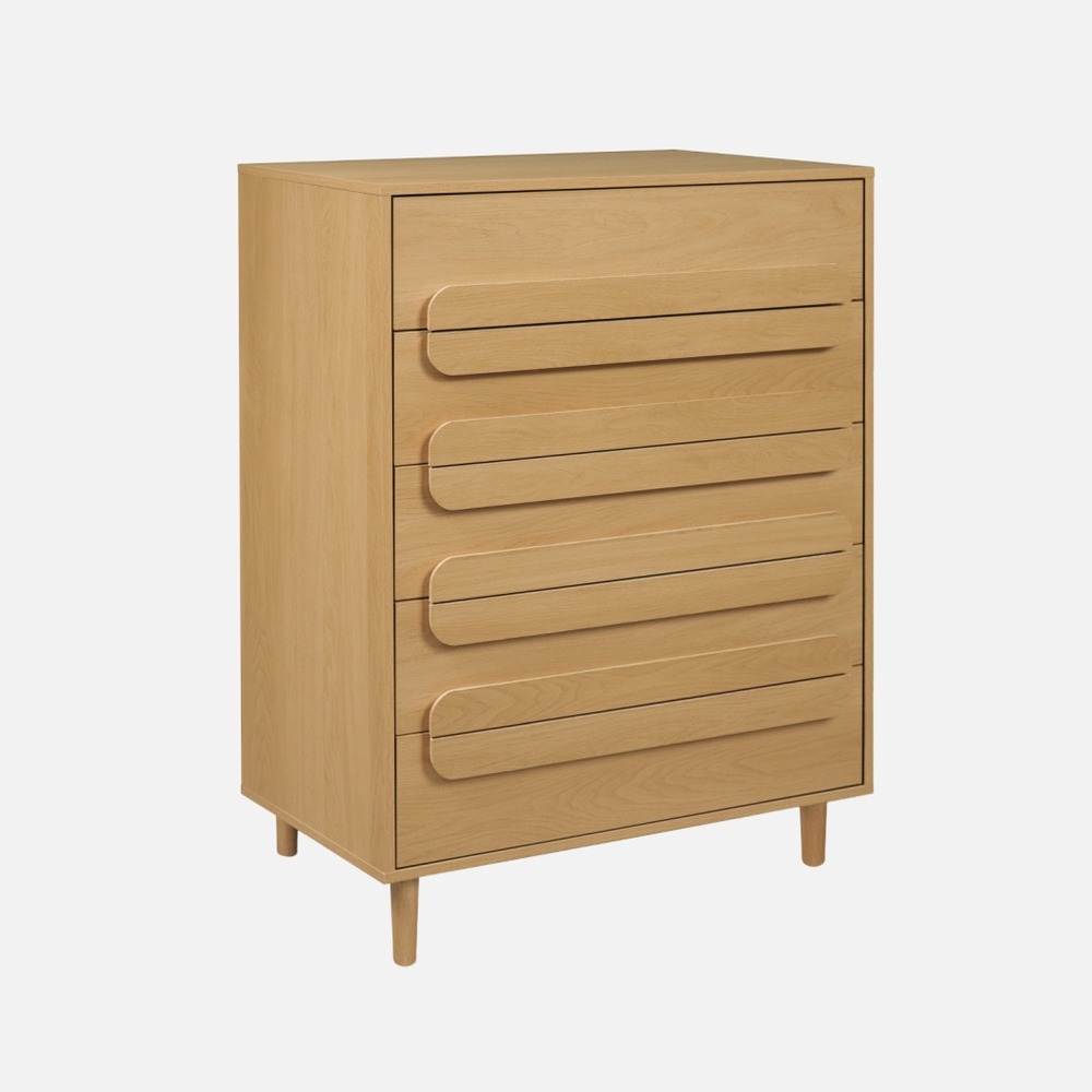 Commode vintage décor bois 5 tiroirs - l 80 x p 40 x h 113cm - juliana