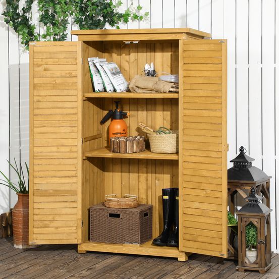 Armoire de jardin bois sapin extérieur rangement 3 étagères 87x46,5x160cm naturel - comfortxl outdoor living