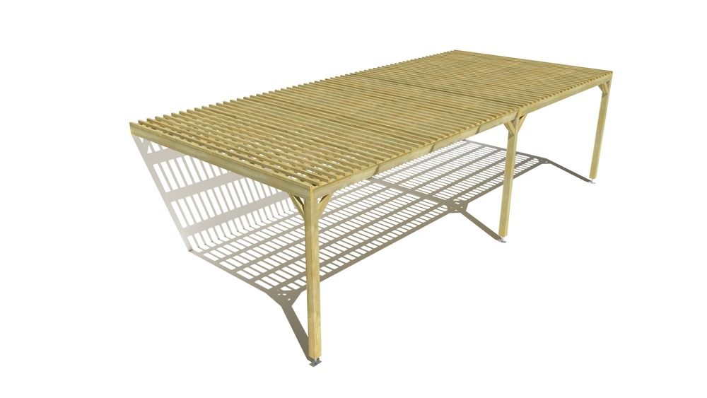 Pergola bois • 9m x 4m • adossée • sens largeur • lattage bois • livraison comprise
