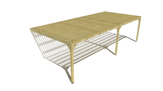 Pergola bois • 9m x 4m • adossée • sens largeur • lattage bois • livraison comprise