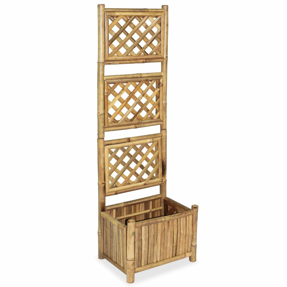 Jardinière lit surélevé plantes fleurs jardin avec treillis bambou 40 cm