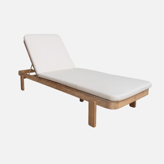 Bain de soleil bois d'acacia multi positions avec coussin - zenya