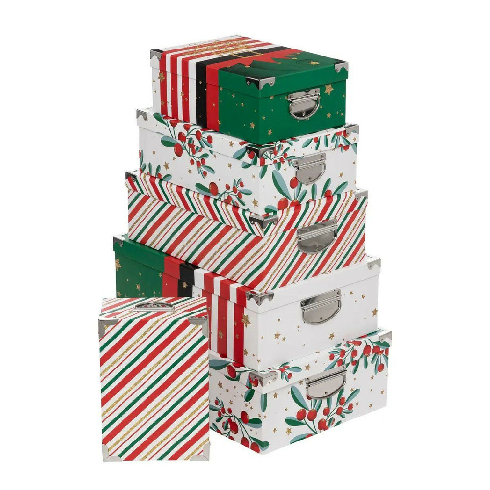 Lot de 6 boîtes déco noël 