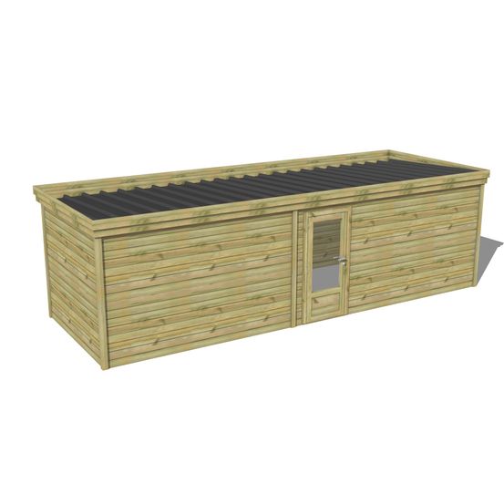 Abri de jardin bois pin traité autoclave 27mm - 7,695x2,64m / 20m2 - bac acier - abri français