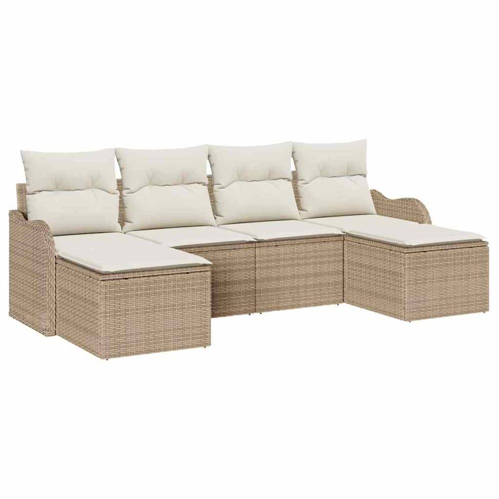 Ensemble de canapé de jardin 6 pc beige polyrotin