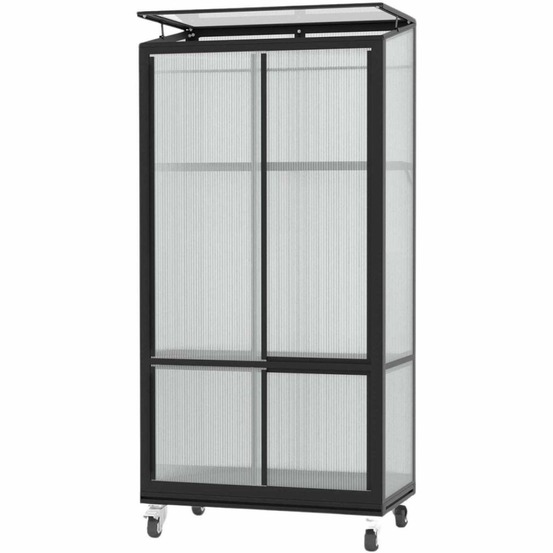 Serre de balcon en polycarbonate 4 mm et aluminium sur roulettes polis