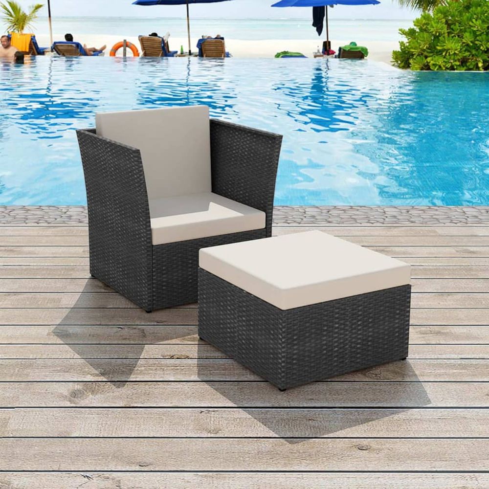 CHAISE DE JARDIN AVEC TABOUR 2-(869284)
