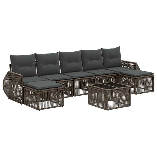 Ensemble de canapé de jardin 8 pc gris et gris foncé polyrotin