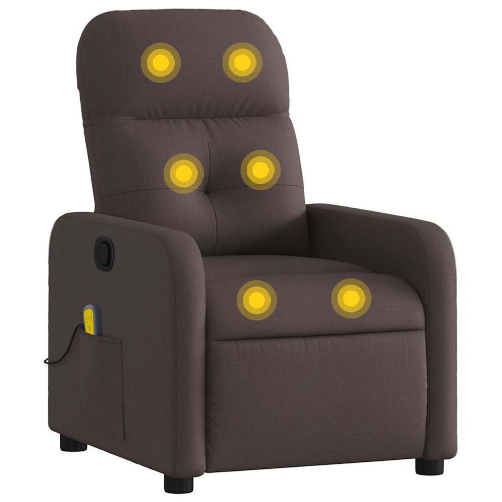 Fauteuil de massage inclinable marron foncé tissu