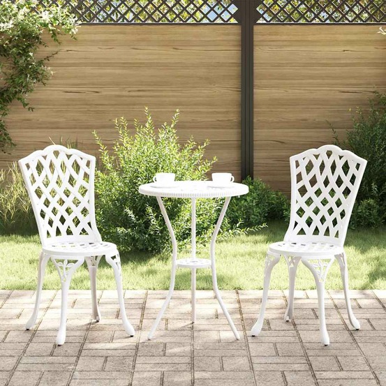 Ensemble bistro de jardin 3 pcs blanc aluminium
