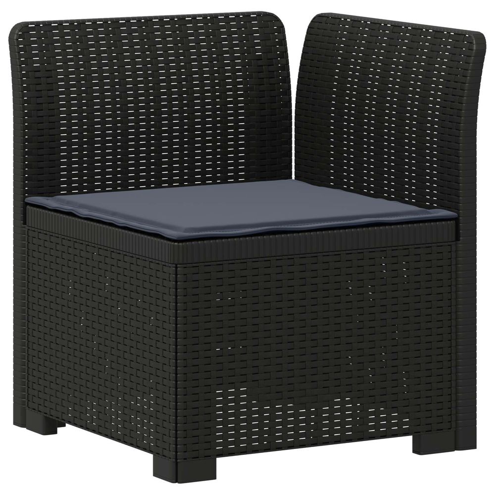 Canapé de jardin 1 place avec coussin look rotin pp anthracite