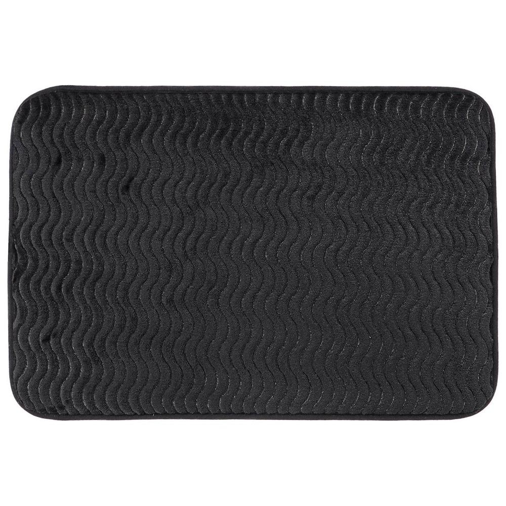 Tapis de bain en polyester effet vague 40 x 60 cm noir