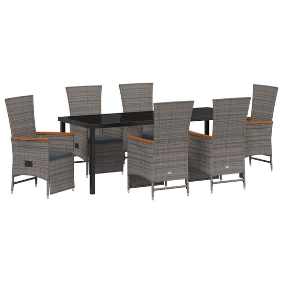 Ensemble de salle à manger pour jardin 7 pcs gris polyrotin