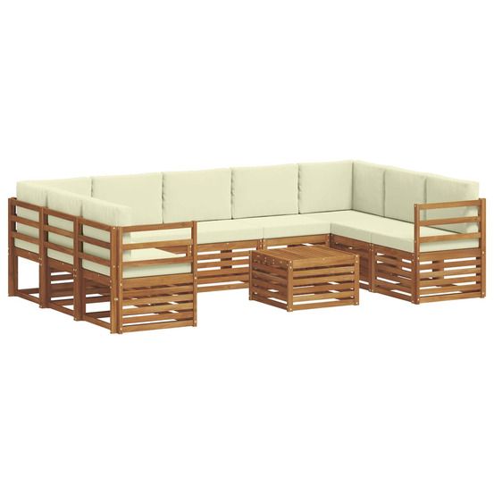 Ensemble de canapés d'extérieur 10 pc naturel et crème