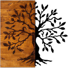 Décoration murale en bois et métal walnut arbre