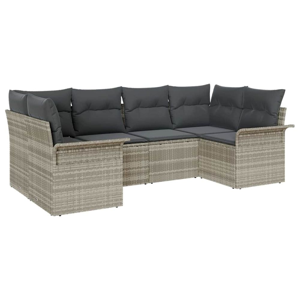 Ensemble de canapé de jardin 6 pc gris clair poly rotin