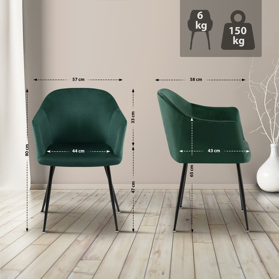 Chaise de salle à manger en velours jaysie