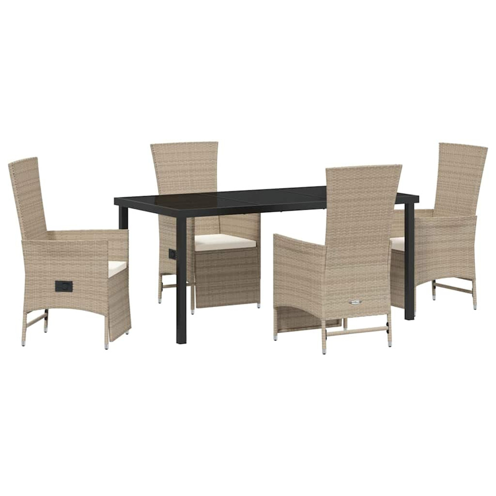 Ensemble de salle à manger pour jardin 5 pcs beige polyrotin
