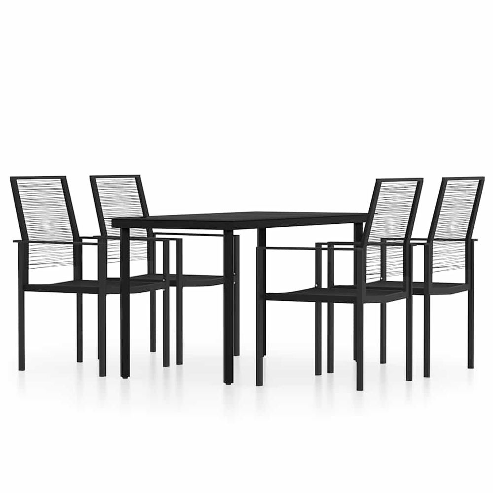 Ensemble à manger de jardin 5 pcs noir