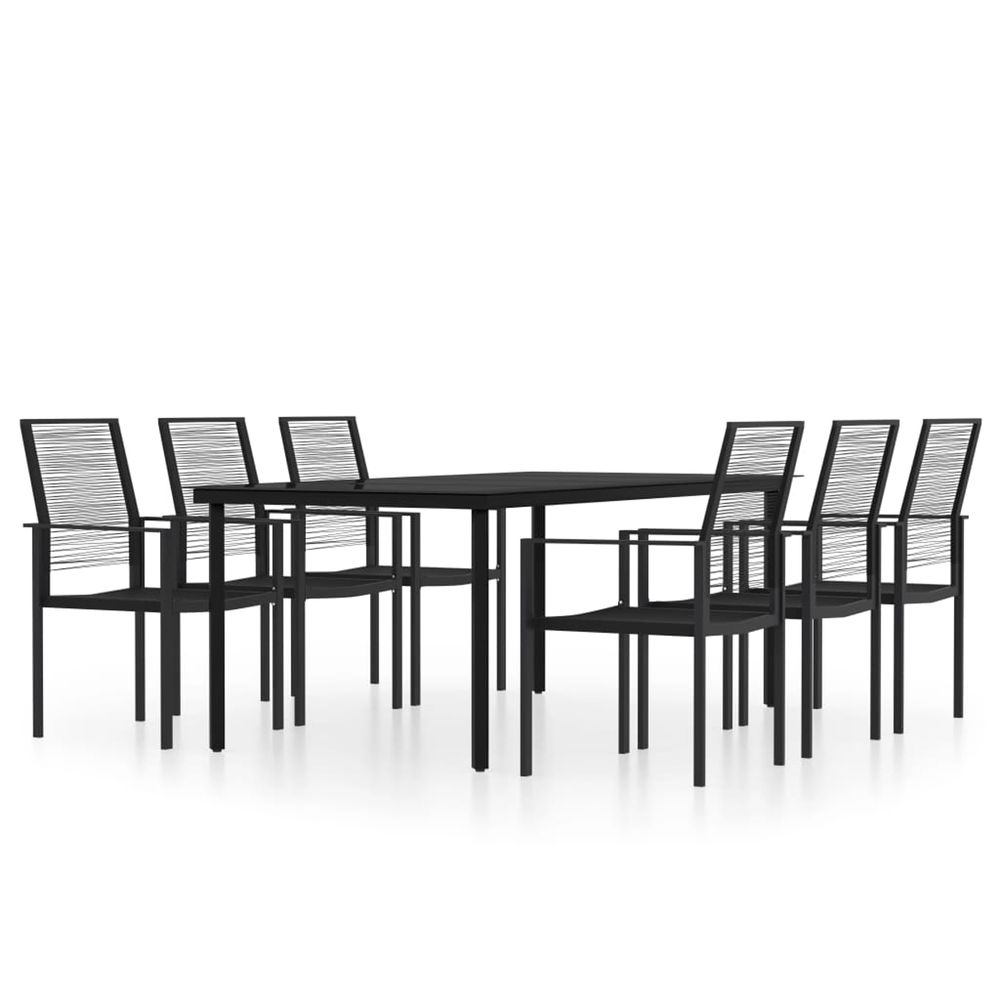Ensemble à manger de jardin 7 pcs noir