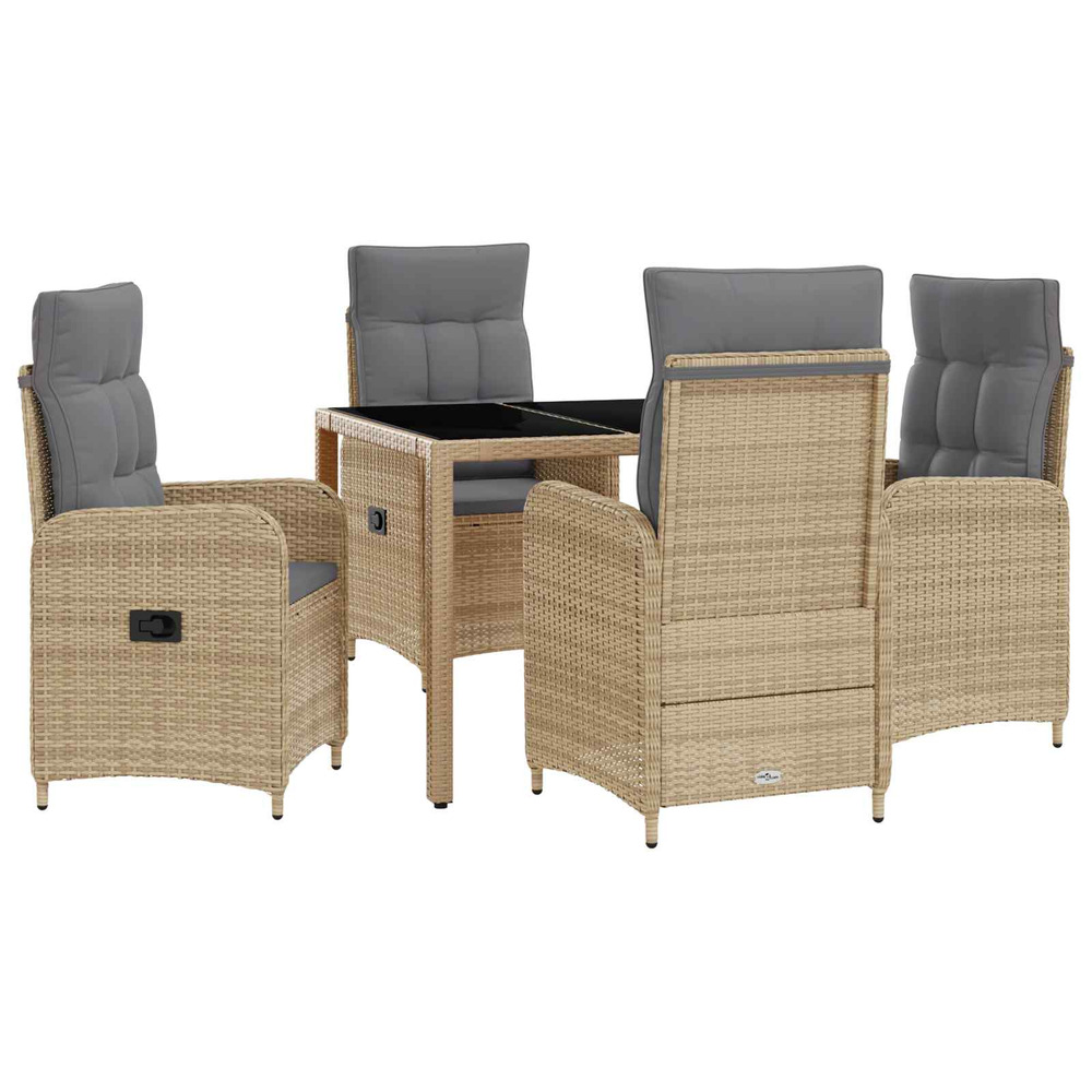 Ensemble de repas extérieur 5 pcs beige et gris clair