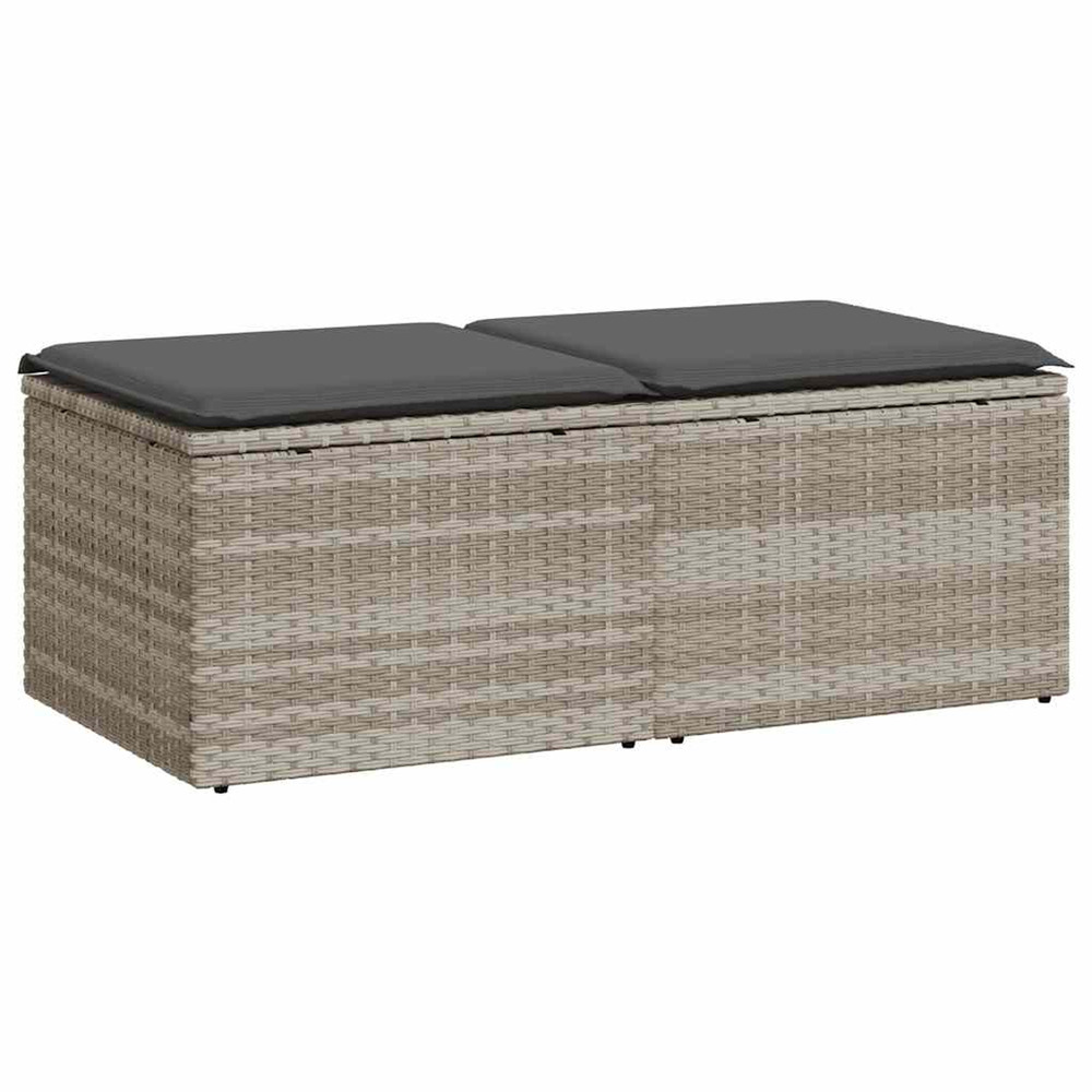 Salon de jardin 2 pcs avec coussins gris clair polyrotin acacia